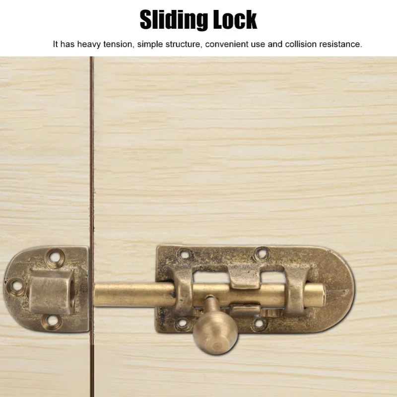 D9 Vintage Brass Door Latch Antique Door Latches Window Bolts Buckle Sliding Lock Garage Safety Lock Hardware Fittings Safe Door