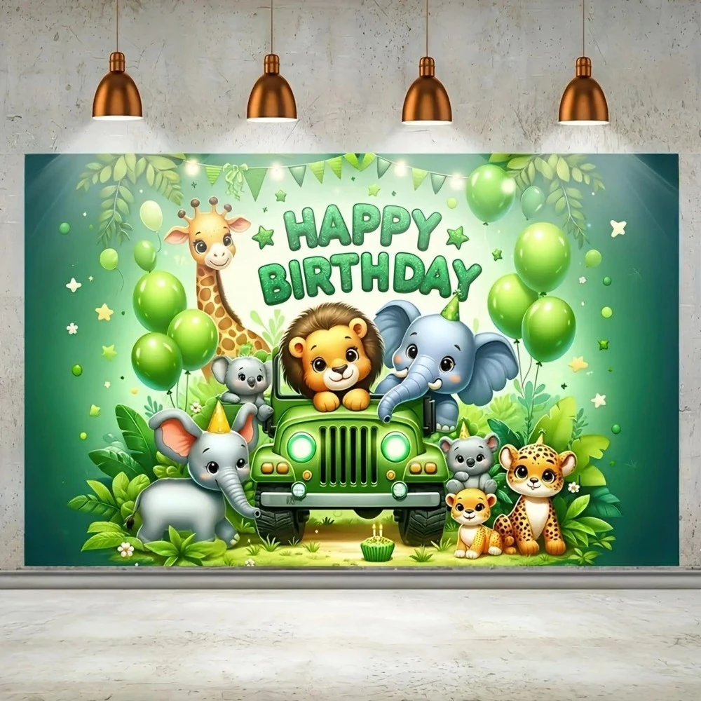 Dschungel Tier Geburtstag Party Hintergrund Wild One 1. Alles Gute zum Geburtstag Party Dekoration Banner Neugeborene Baby Dusche Foto Hintergrund