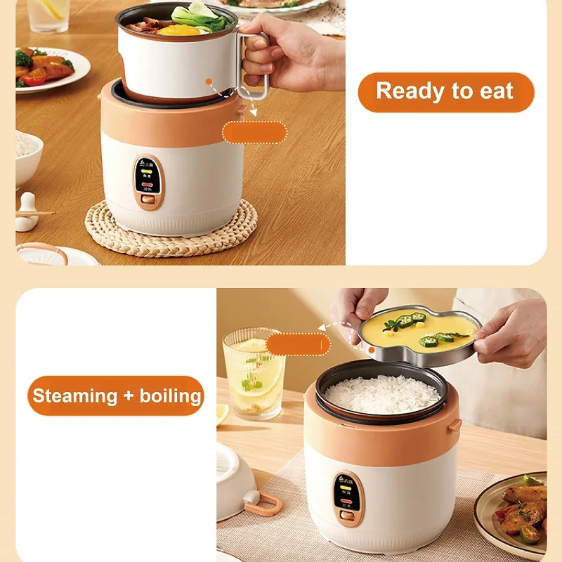 Mini cuociriso 220V fornello di riso antiaderente multifunzione cuocere rapidamente la pentola per zuppa di Porridge riscaldatore per alimenti da 1,2 litri con piroscafo 200W