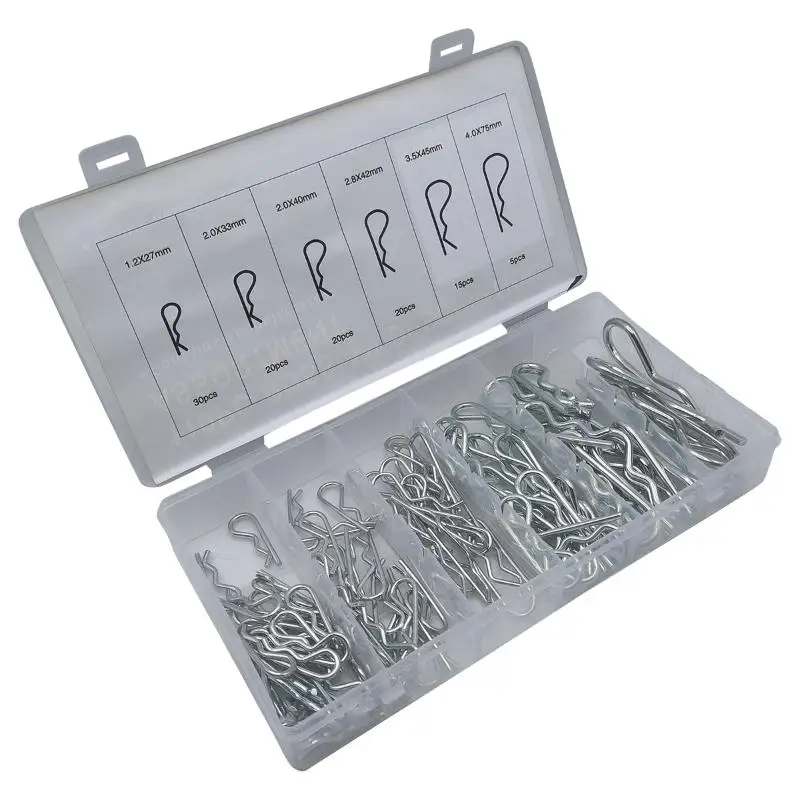 150Pcs 2mm Cotter Pins Spring Connectors R-Clips Splint Pins Durable Carbon Steel for Automotive Repair DIY Hardware Projects