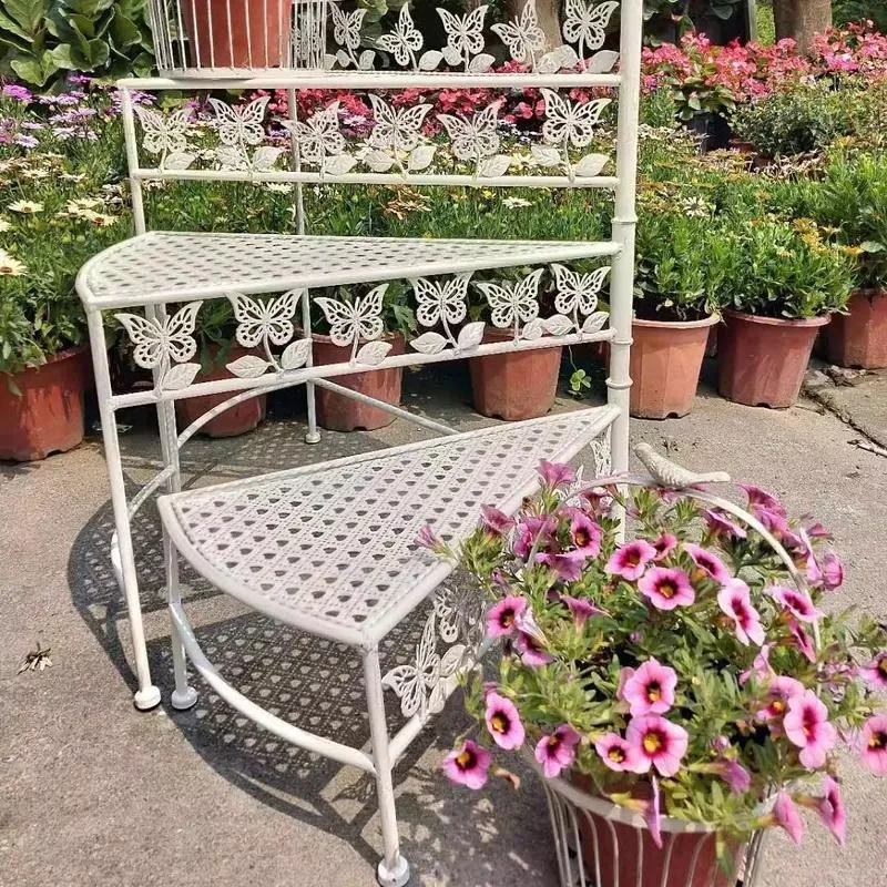 Iron Floor to Ceiling Rotatable Flower Stand 3 Tier Multi Layer Plant Rack for Living Room Balcony Courtyard Garden