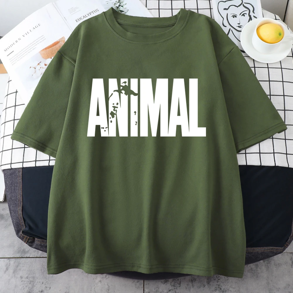 Mode Tier Brief druck Männer T-Shirts Straße lustige kurze Ärmel lose übergroße T-Shirt O-Ausschnitt