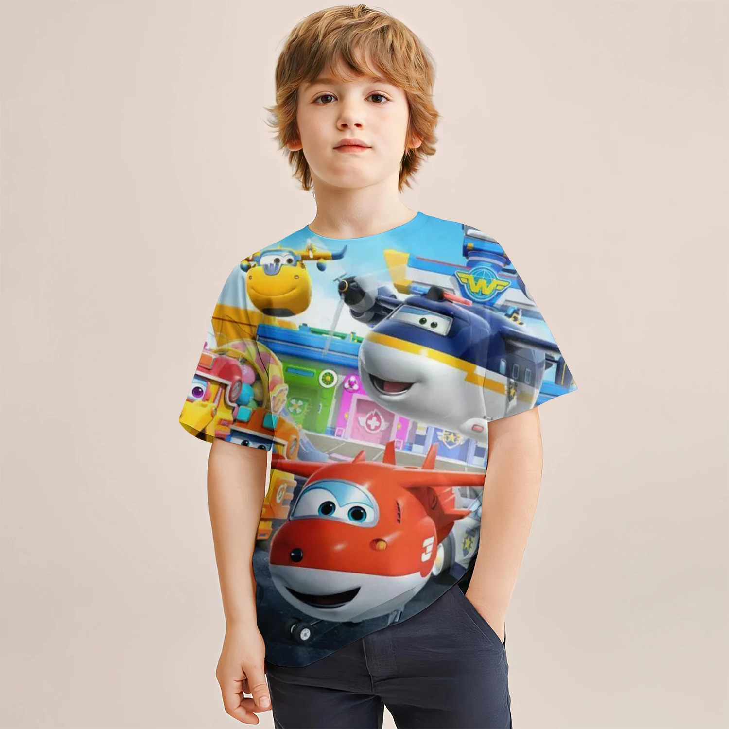 Sommerliches Casual 3D Super Wings Party-Oberteil Herren T-Shirt Damen Tee Jungen Top Kinder Eltern-Kind Schnelltrocknend Kurzarm Kinder-T-Shirt – Detail 5