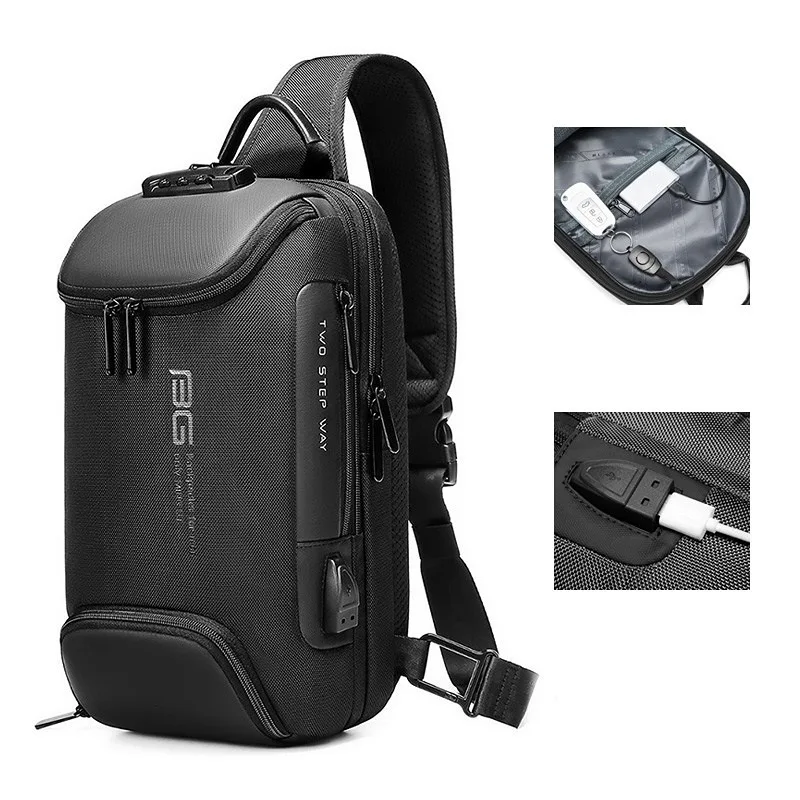 Bolso cruzado multifunción antirrobo para hombre, bolsas de mensajero de hombro, bolso de pecho de viaje corto impermeable para hombre