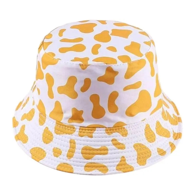 

652F Reversible Bucket Hat Double Sided Cow Print Sun Shielding Unisex Summer Hat