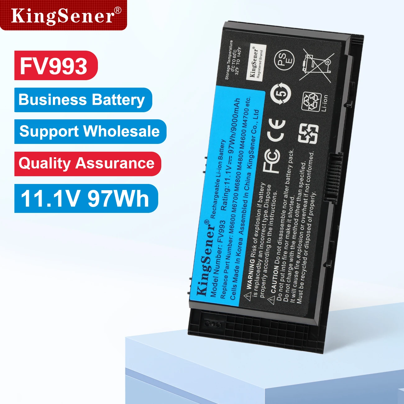KingSener 11.1V 9000mAh FV993 Laptop Battery For DELL Precision M6600 M6700 M6800 M4800 M4600 M4700 FJJ4W PG6RC R7PND 97WH