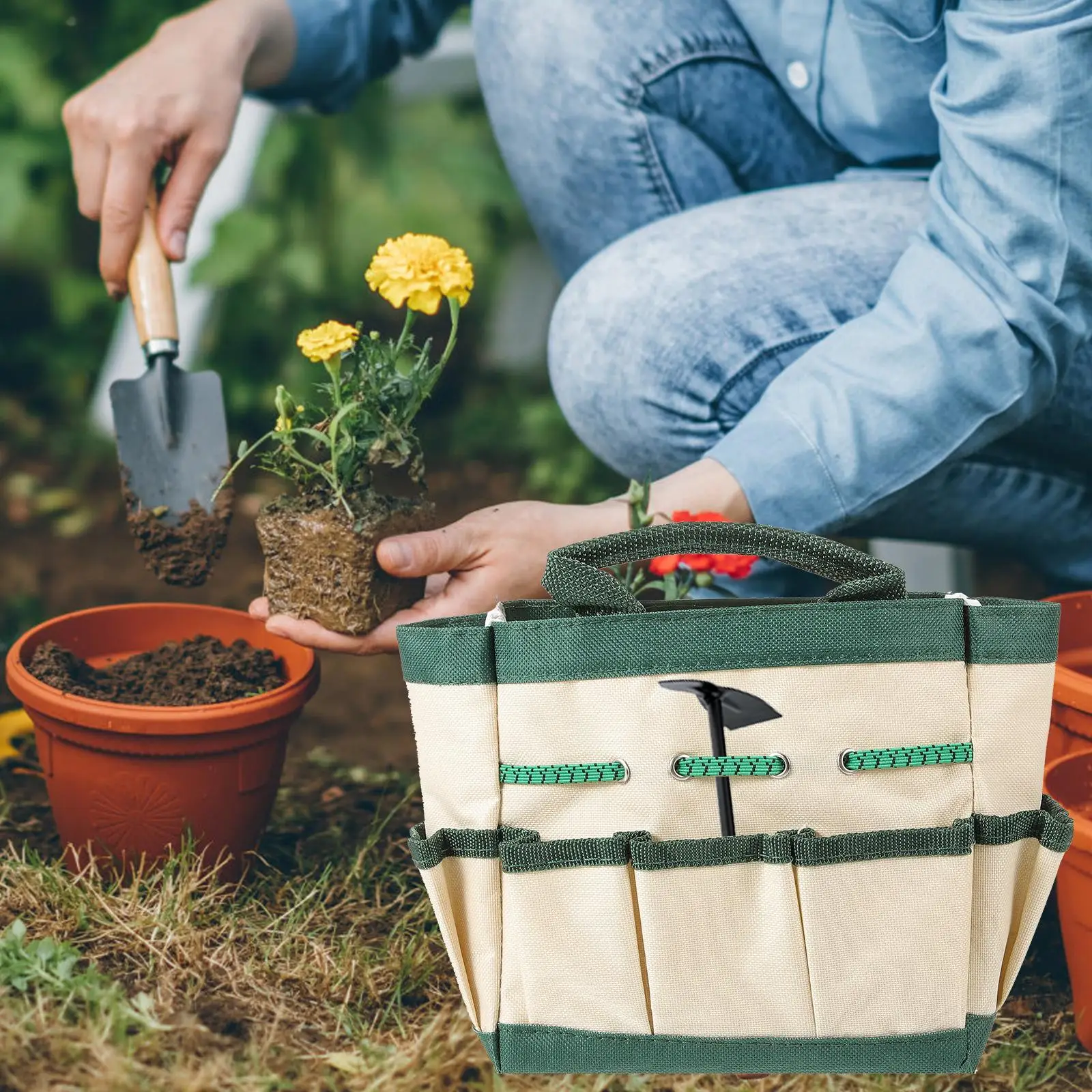 Garden Tool Kit Bags Hand Tools Bag Durable Storage Basket Oxford Cloth Gardening Accessories Container Reasonable Design