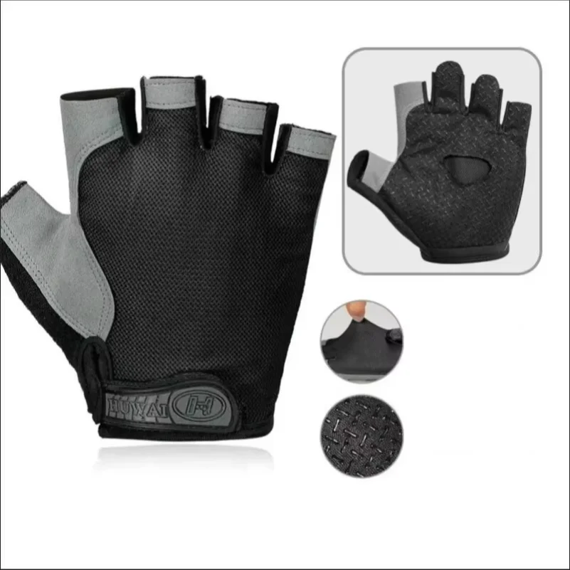 1Pair Gym Gloves Fingerless Gloves Anti-Slip Shock-Absorbing Gloves Sports Gloves for Training Lifting Weight Cycling