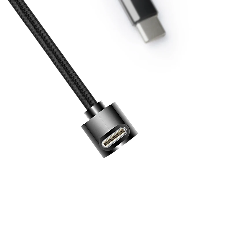 النايلون مضفر 90 درجة الكوع USB نوع C إلى USB C PD كابل آيفون سامسونج ل تسلا 60 واط شاحن سريع الحبل كابل USB-C