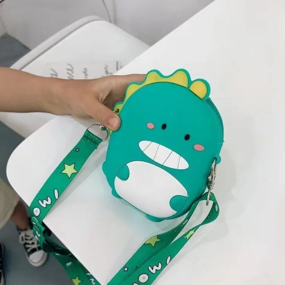 Cartoon Dinosaur Crossbody Bag Children Silicone Phone Pouch Shoulder Bags Satchel Girls Lovely Purse Animal Handbags Wallets