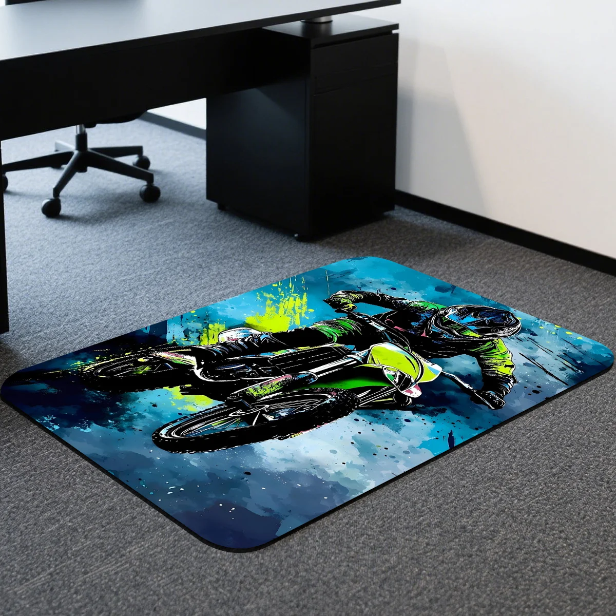 Motocross Rider Doormat - Extreme Sports Dirt Bike Floor Mat, Cool Entry Rug, Non-Slip, Multiple Sizes