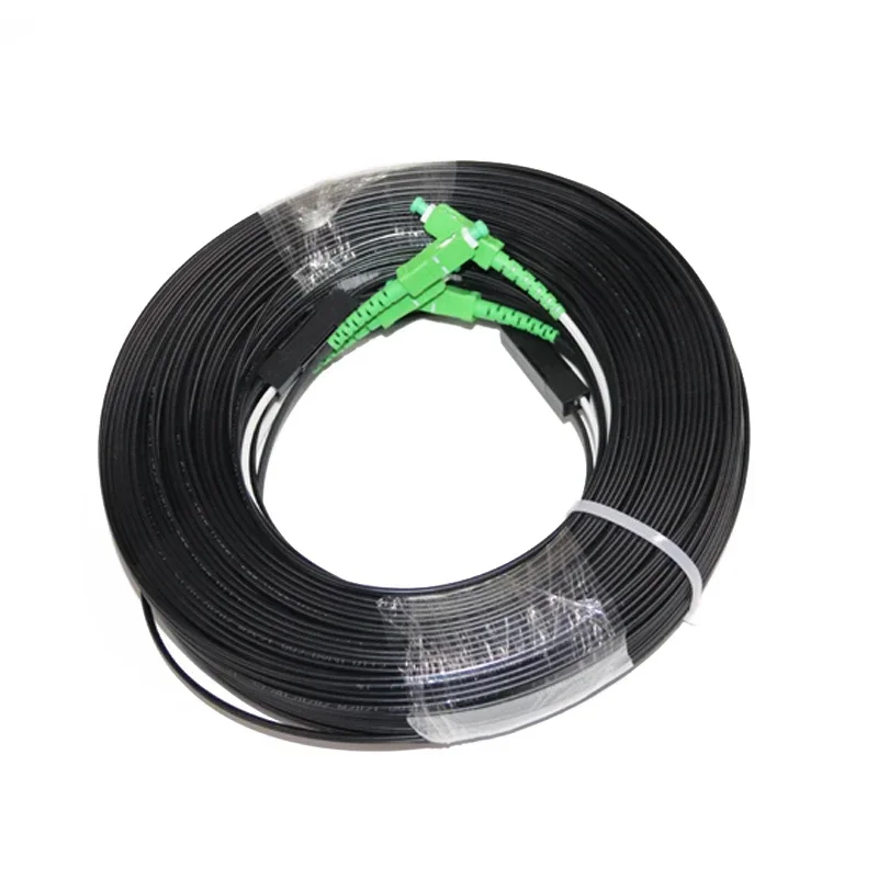 

500M Indoor Outdoor 2 Steel Wire 2 Core G657A FTTH Fiber Optic Drop Patch Cord Cable with SC APC Connector