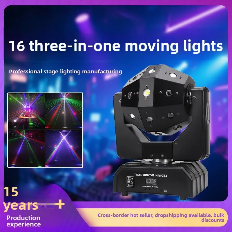 

16x3in1 Moving Head Light, RGB Beam Stage Lamp for Bar KTV Club Party