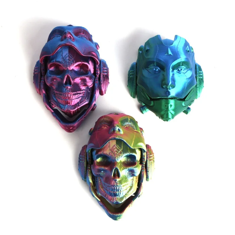 3D Printed Skull Head Mechanical Mask Model Statue, Wall-mounted Gothic Skull Mask Decoration, Prank Model, Stress Relief Toy