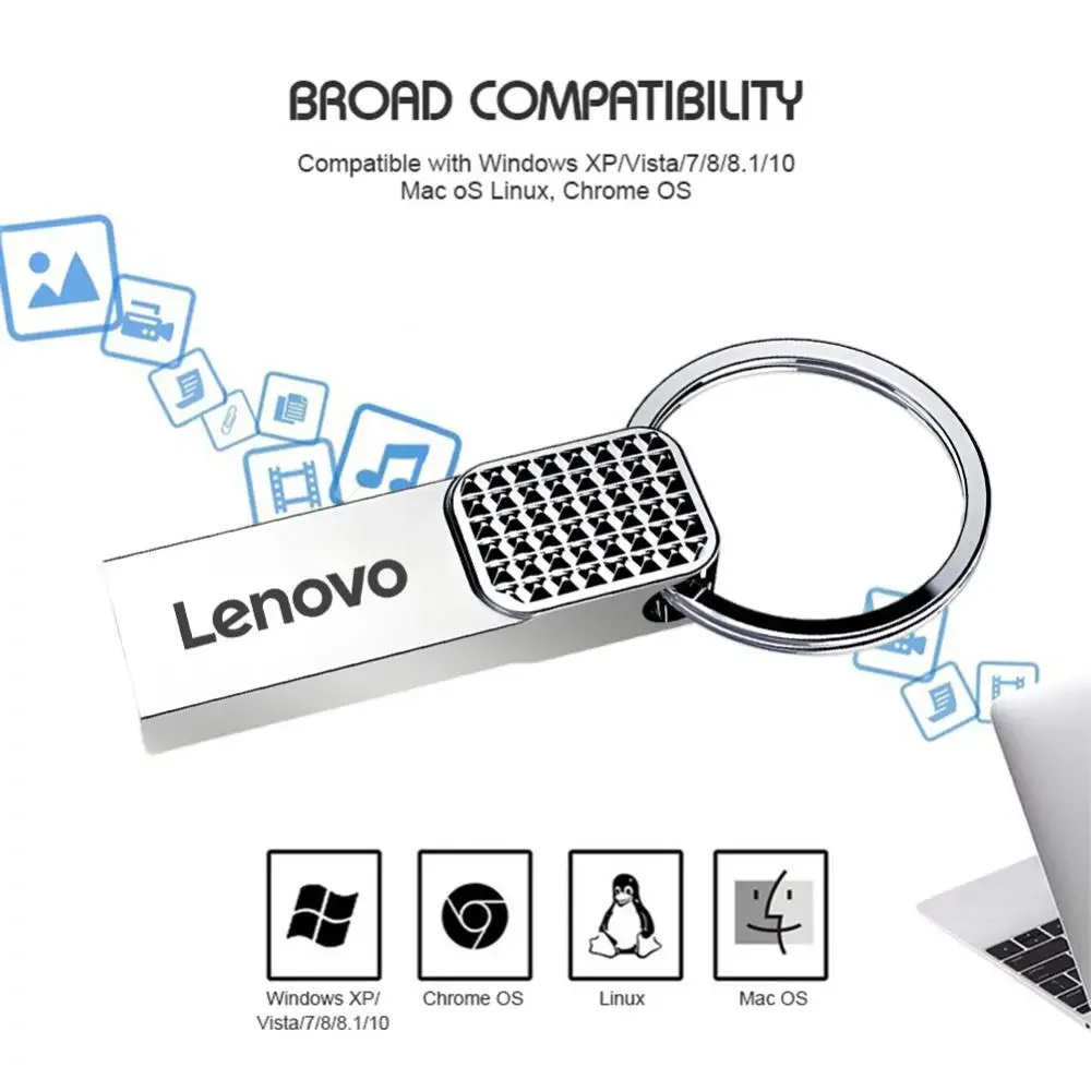 Lenovo 3.0 USB โลหะของแท้แฟลชไดร์ฟขนาดเล็กแฟลชไดรฟ์เพนไดรฟ์ความเร็วสูง128GB 2TB OTG