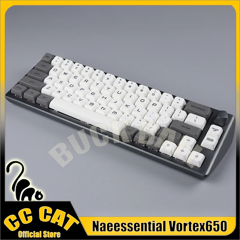 

Механическая Проводная клавиатура Naeessential Vortex650, цельнометаллическая алюминиевая клавиатура с анодной прокладкой, мультимедийной ручкой, Игровая клавиатура