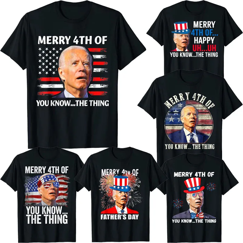 Joe Biden Dazed Merry 4th of You Know...The Thing Independence Day Shirt Funny US Flag Politics T-Shirt Memorial Graphic Tee Top