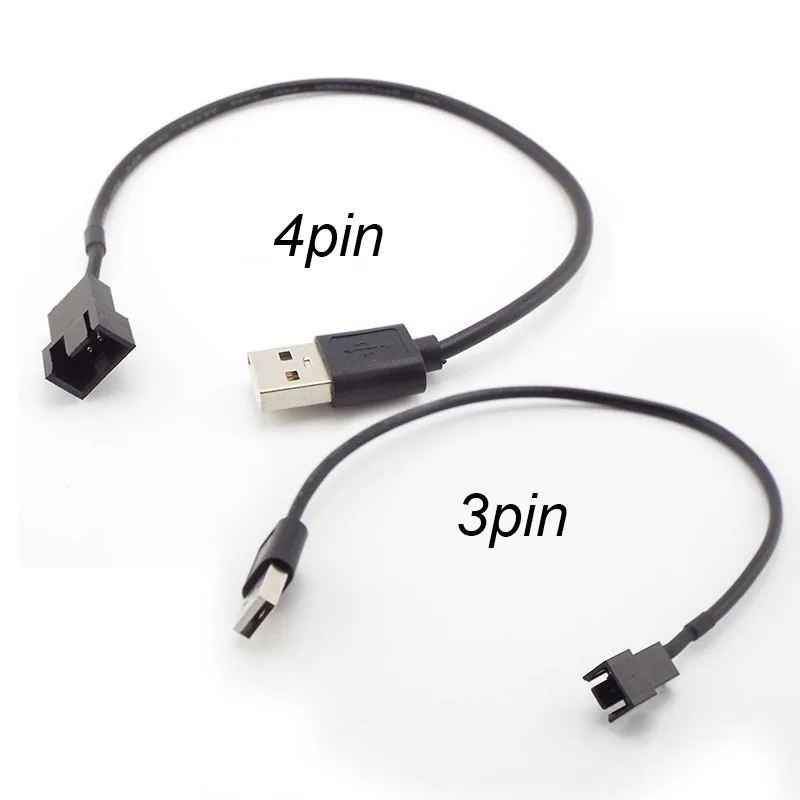 1Pc 5V 30cm 3/4 Pin Computer PC Fan Power Cable Connector Adapter Connect 3pin Or 4pin Fan To USB Adapter Cables W28