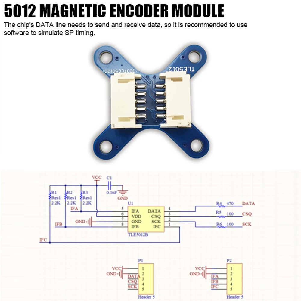 TLE5012 AS5600 Magnetic Encoder Module 12bit 15bit High Precision Angle Sensor with Radial Magnet