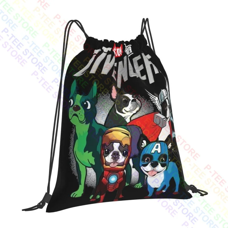 Boston Terrier Btvengers Drawstring Bags Gym Bag Print Backpack Lightweight School Sport Bag