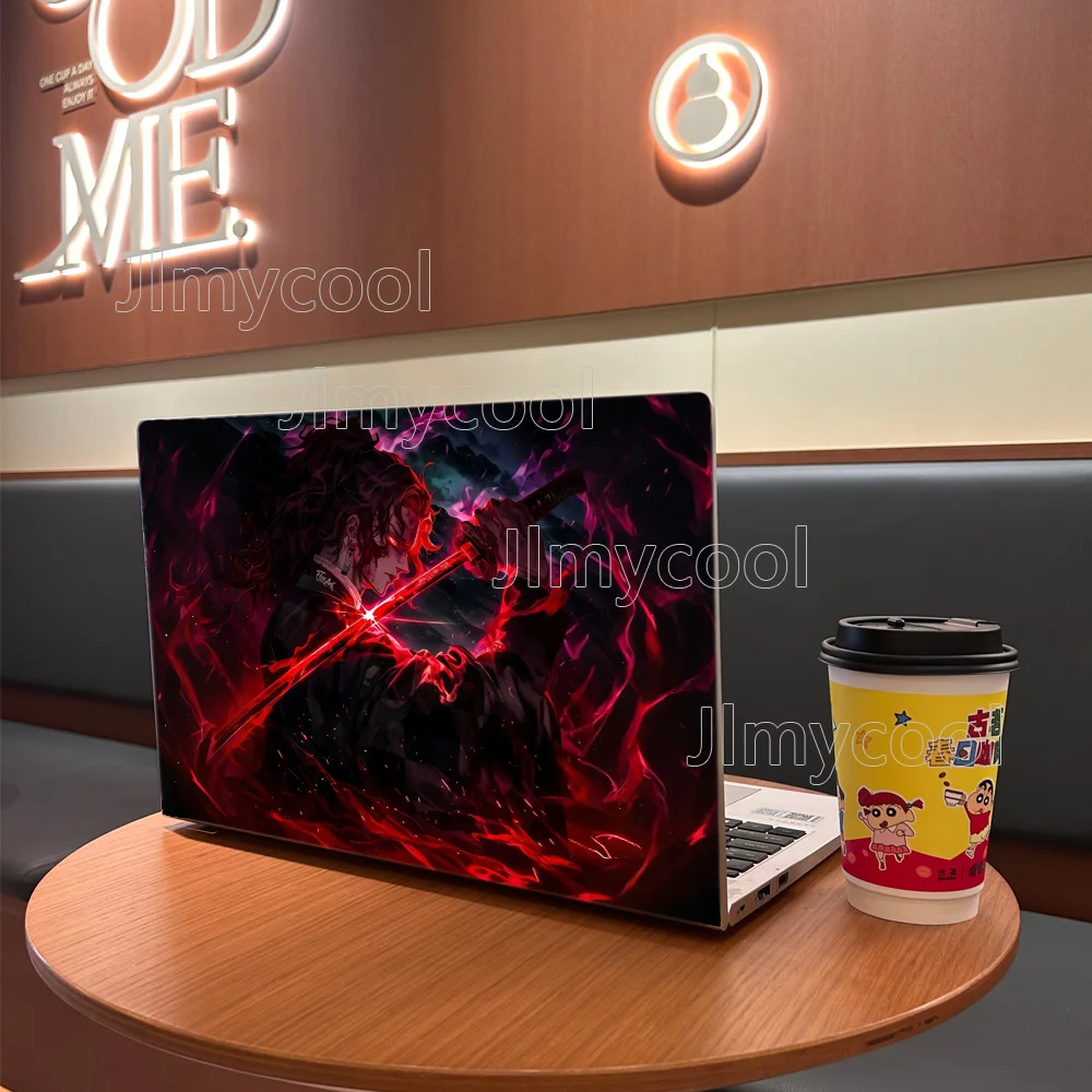 

2 шт., виниловые наклейки для ноутбука с изображением аниме-красного самурая, самоклеящийся чехол для HP Lenovo Apple ASUS, легко устанавливаемые наклейки-стикеры