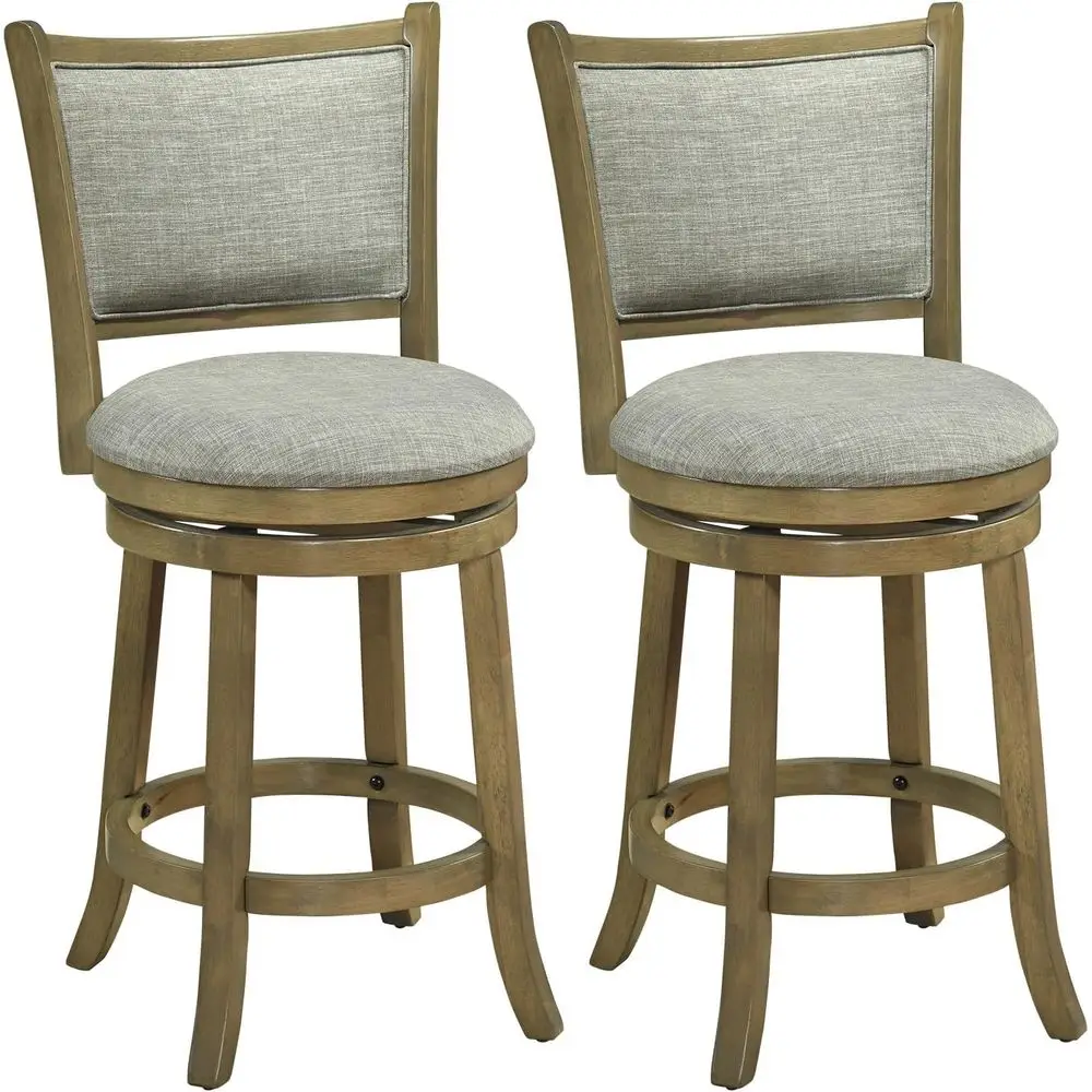 

Комплект из 2-х барных стульев высотой 25 дюймов с поворотным механизмом, спинками и мягкими сиденьями