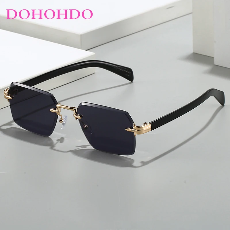 

Trendy Classic Rimless Square Sunglass Women Men Luxury Designer Eyewear Fishing Outdoor Driving Shades Male UV400 Lentes Hombre