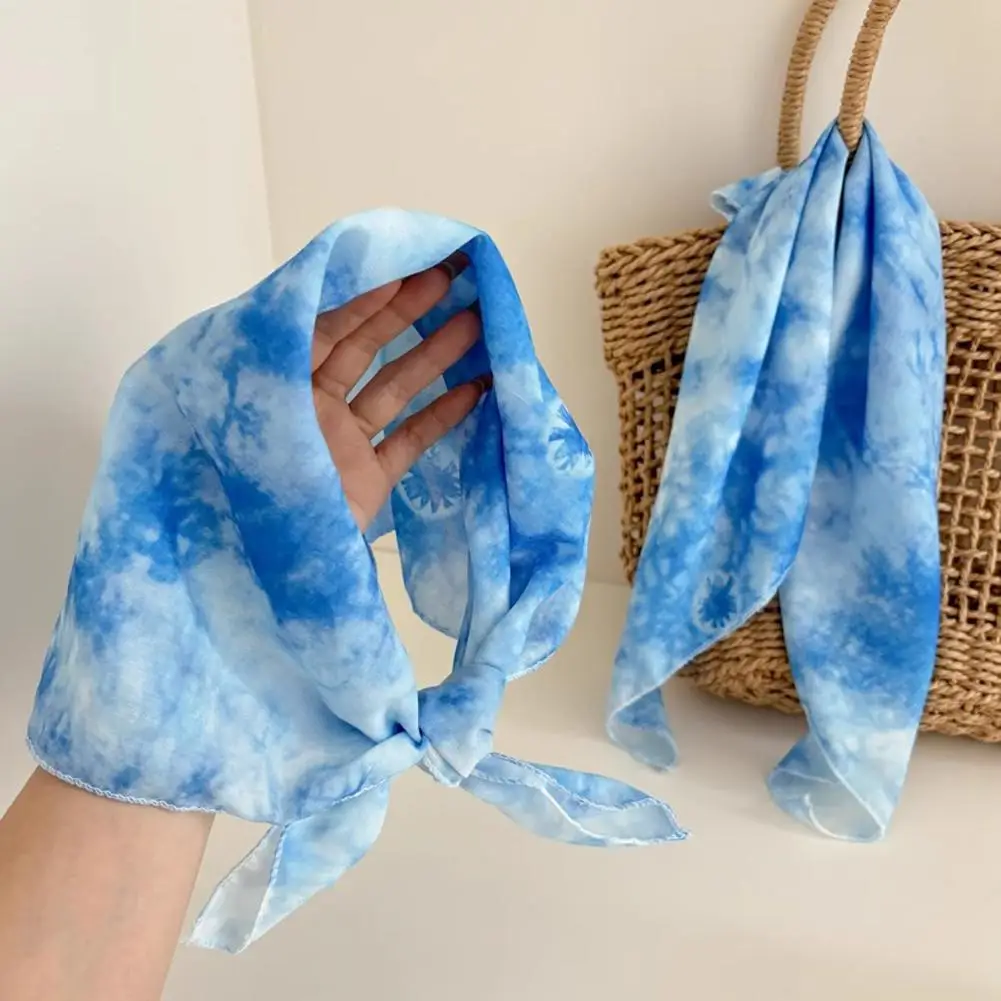 Blue Tie Dye Scarf Women's Thin Summer French Pastoral Retro Wrapped Headband Decoration Photos Style Headscarf Ve Y2x1