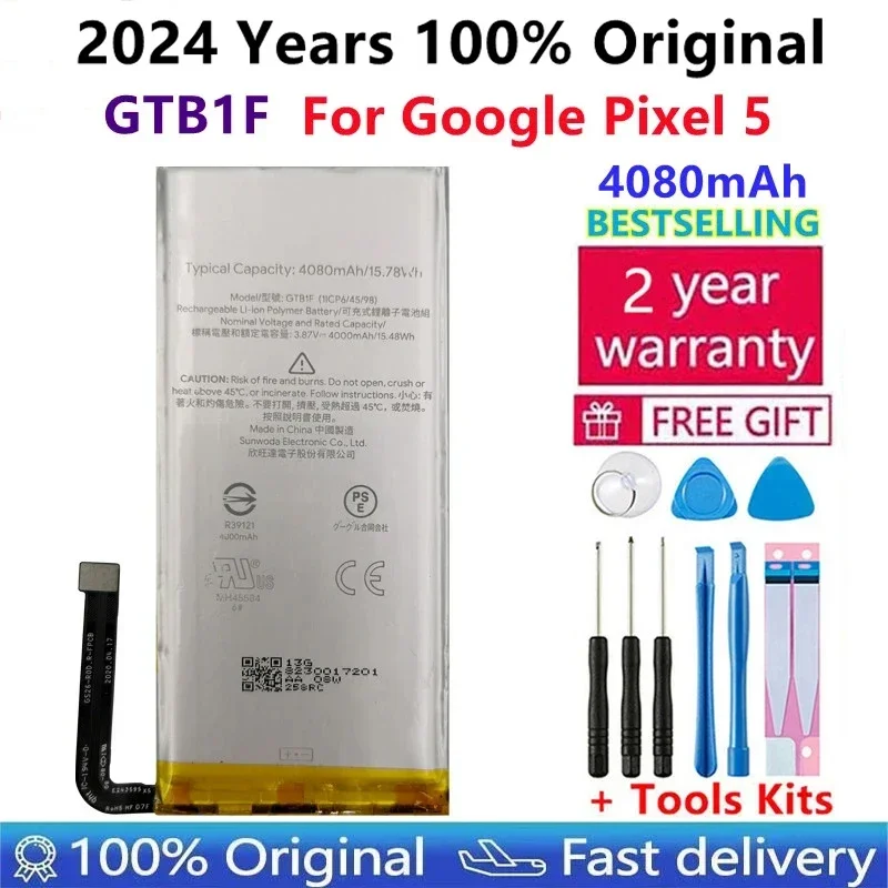 100% Original New High Quality GTB1F 4080mAh Phone Replacement Battery For Google Pixel 5 GD1YQ GTT9Q Batteries Bateria + Tools