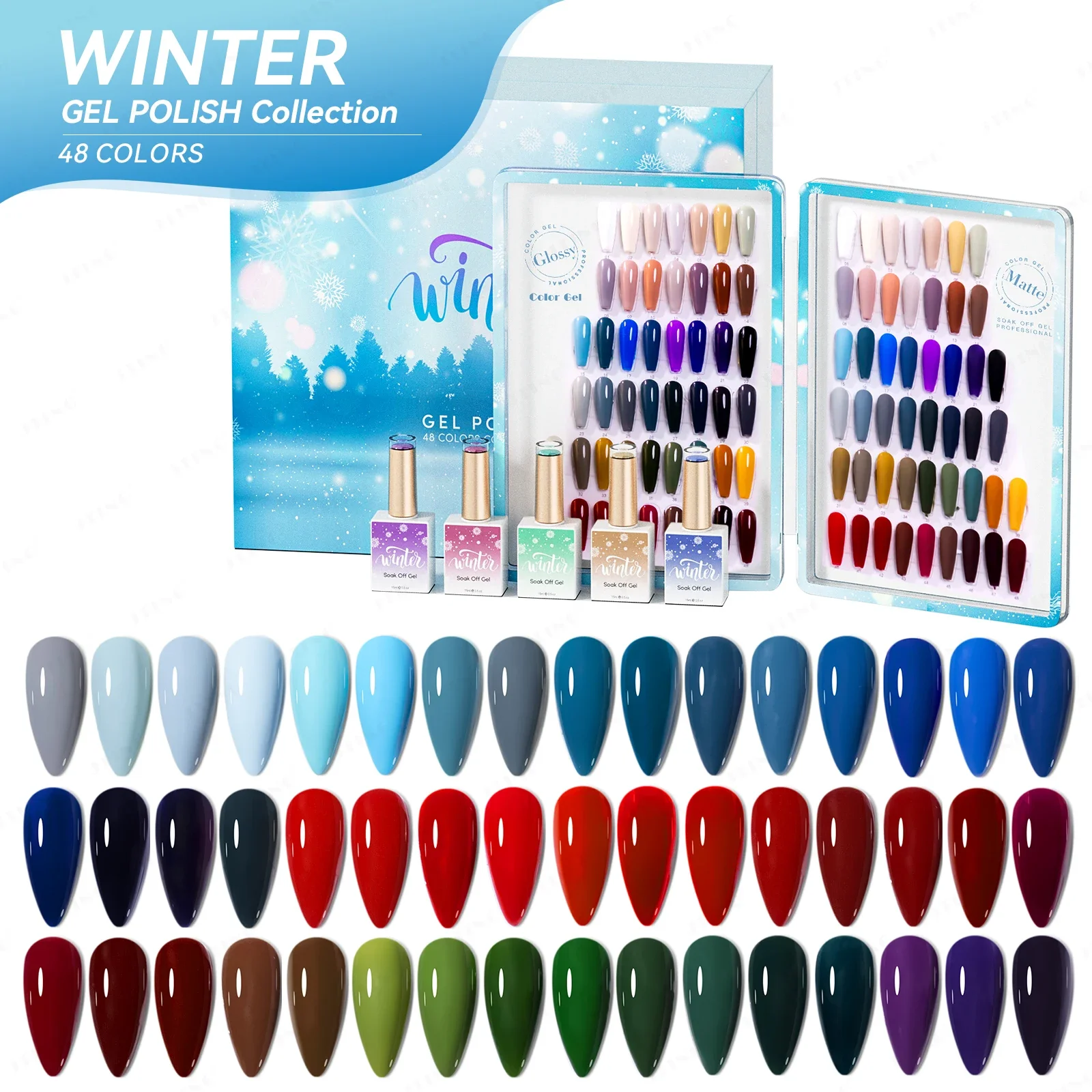 JTING 2022 New year nail trend Winter gel polish collection 48colors free set box Unique design color book gel nail polish