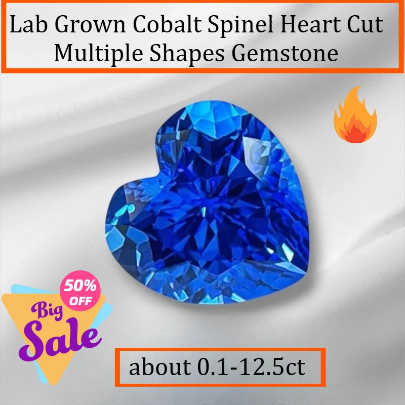 

Lab Grown Cobalt Spinel Heart Cut Multiple Shapes Gemstone for DIY Ring Necklace Earrings Main Materials Selectable Certificate