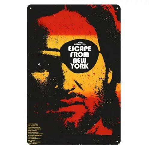 Placa de Metal Decorativa do Filme Escape From New York com Kurt Russell - 20x30cm
