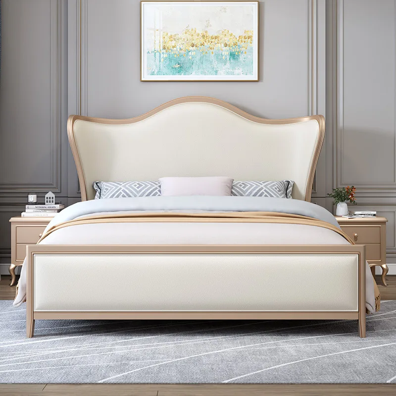 

American Design Beds Minimalist Safe Designer Double Massage Bed Bedroom Soft High Quality French Wood Cama Casal Home Furniture