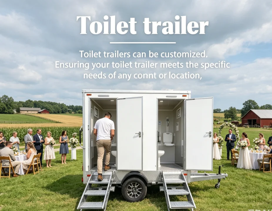 Outdoor 3-Rooms Mobile Toilet Trailer Tempered Mobile Shower Rooms Mobile Toilet Trailer  For Camping Resort Beach Park