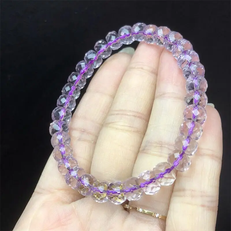 

7 мм натуральный аметист гране бусины браслет женская мода Шарм кристалл целебная энергия йога ювелирные изделия 1 шт.