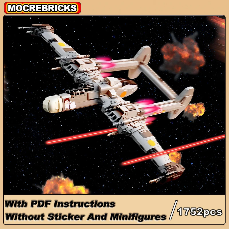 MOC-189108 High-tech Military WWII B-61 Black Widow Fighter Building Blocks Creative Combination Spaceship Technology Bricks Toy