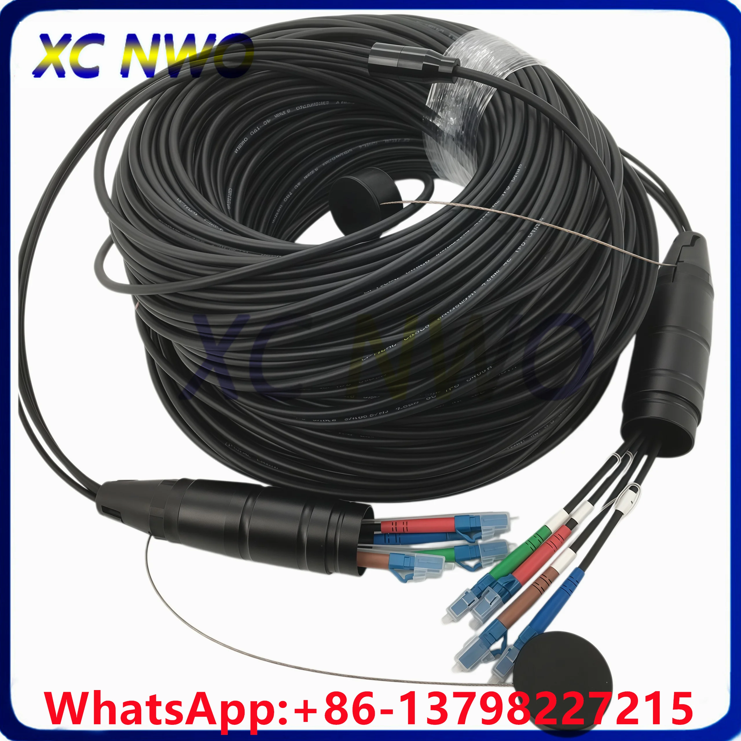 ,4C,SM,G657A1,TPU Armored Black Cable,Dia:4.5mm, PDLCUPC-PDLCUPC Fiber Optic Patch Cord,100M  (0.5M from plug to LC Connector