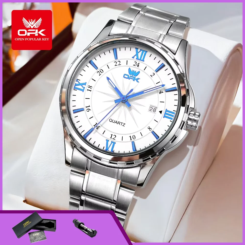 

OPK 6003 Quartz Wristwatches Stainless Steel Strap Waterproof Luminous Elegant Fashion Men's Business Watches Original Man Watch