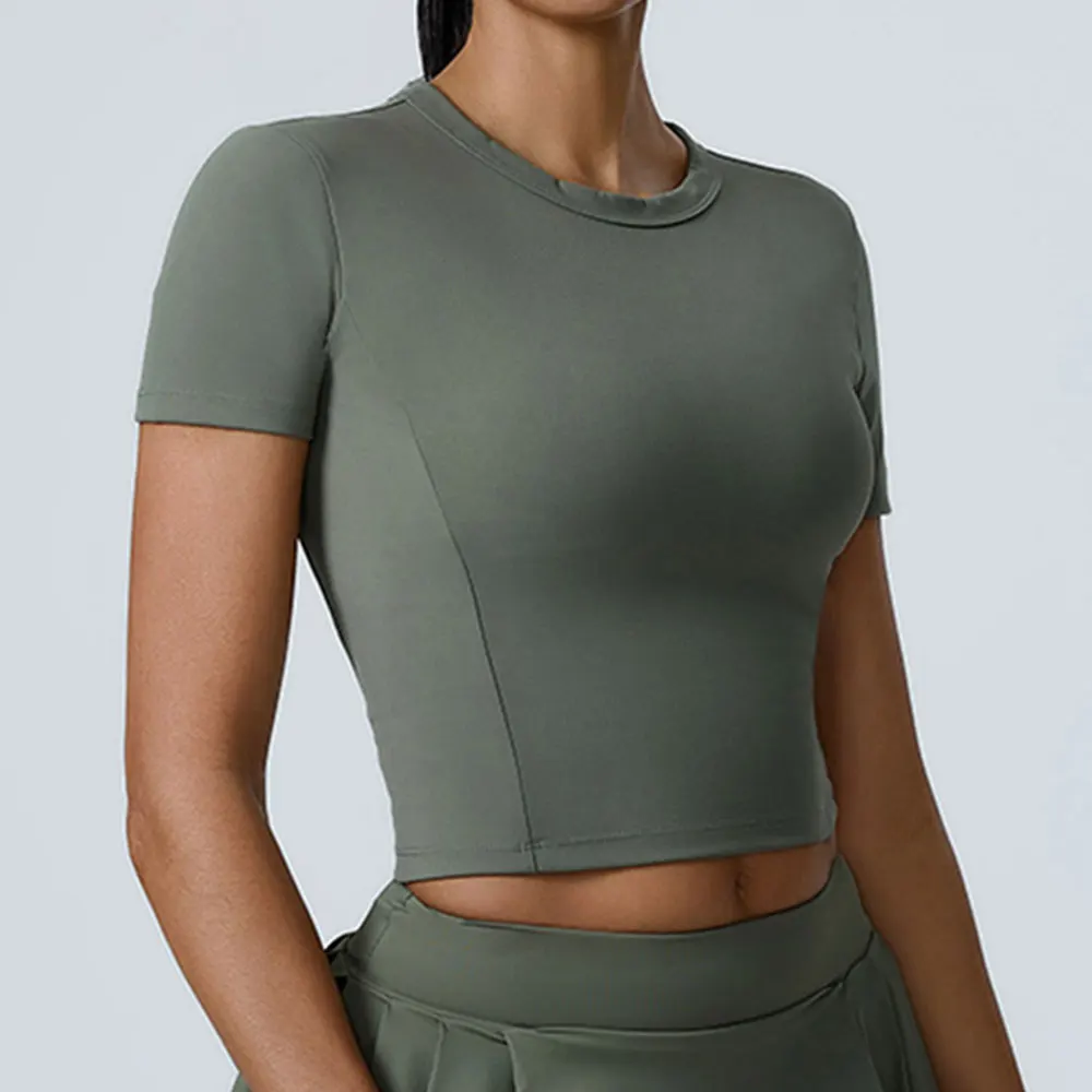 

Women Yoga Top Fast Dry Sport T Shirts Fitness Clothes Short Sleeve Yoga Shirt Gym Workout Running Active Wear Tight Sport Top
