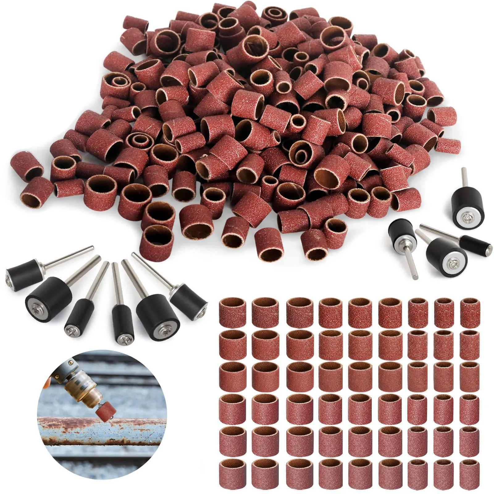 Aluminum Oxide Sanding Sleeves Bits Tool Accessories for Dremel Rotary Tool For Electric Manicure Machine 80 120 150~600 Grit