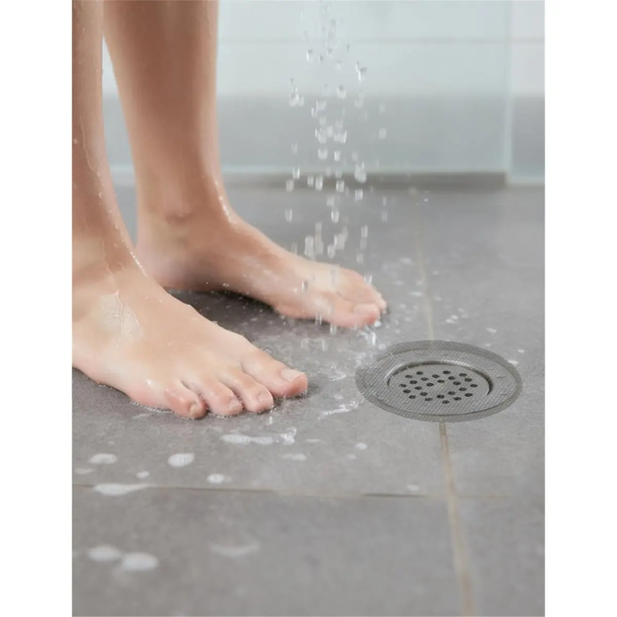 2 Pack Disposable Shower Drain Hair Catcher with Removal Tool, Self-Adhesive Floor Drain Covers Stickers for Home Hotel