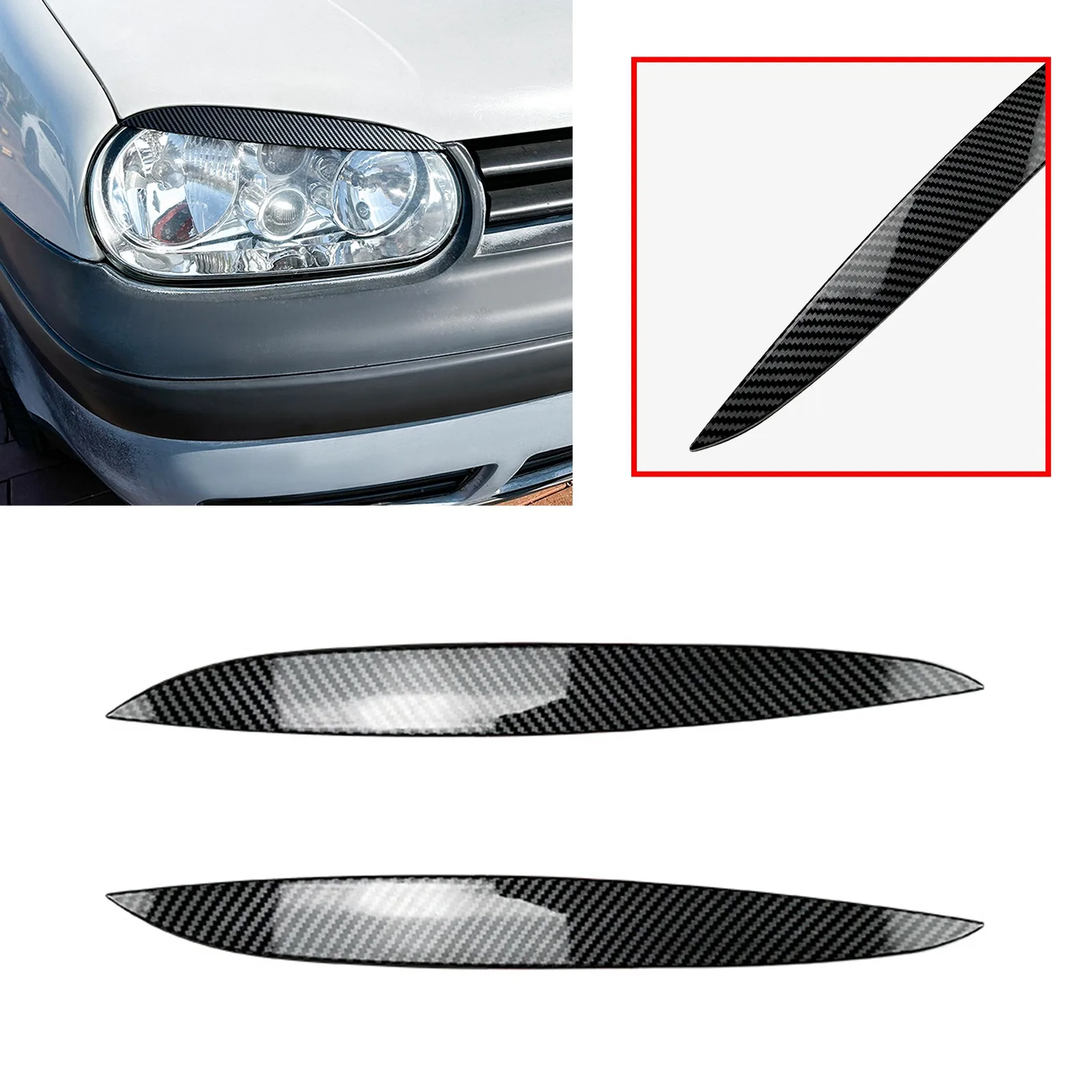 

Car Headlight Eyebrow Eyelid Cover Trim FIT For VW Golf MK4 1997-2005