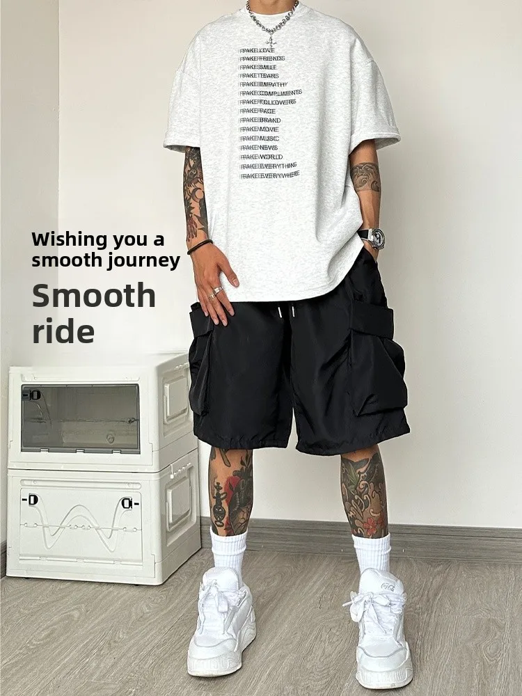 

Американские рабочие шорты-бриджи для мужчин, летние, больших размеров, спортивные, повседневные, свободного кроя, уличная мода