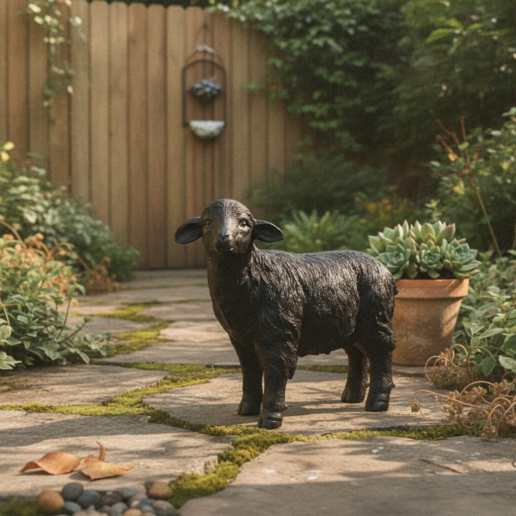 Realistic Sheep Figurine Textured Resin Animal Sculpture Garden Decor for Indoor Outdoor Pastoral Display