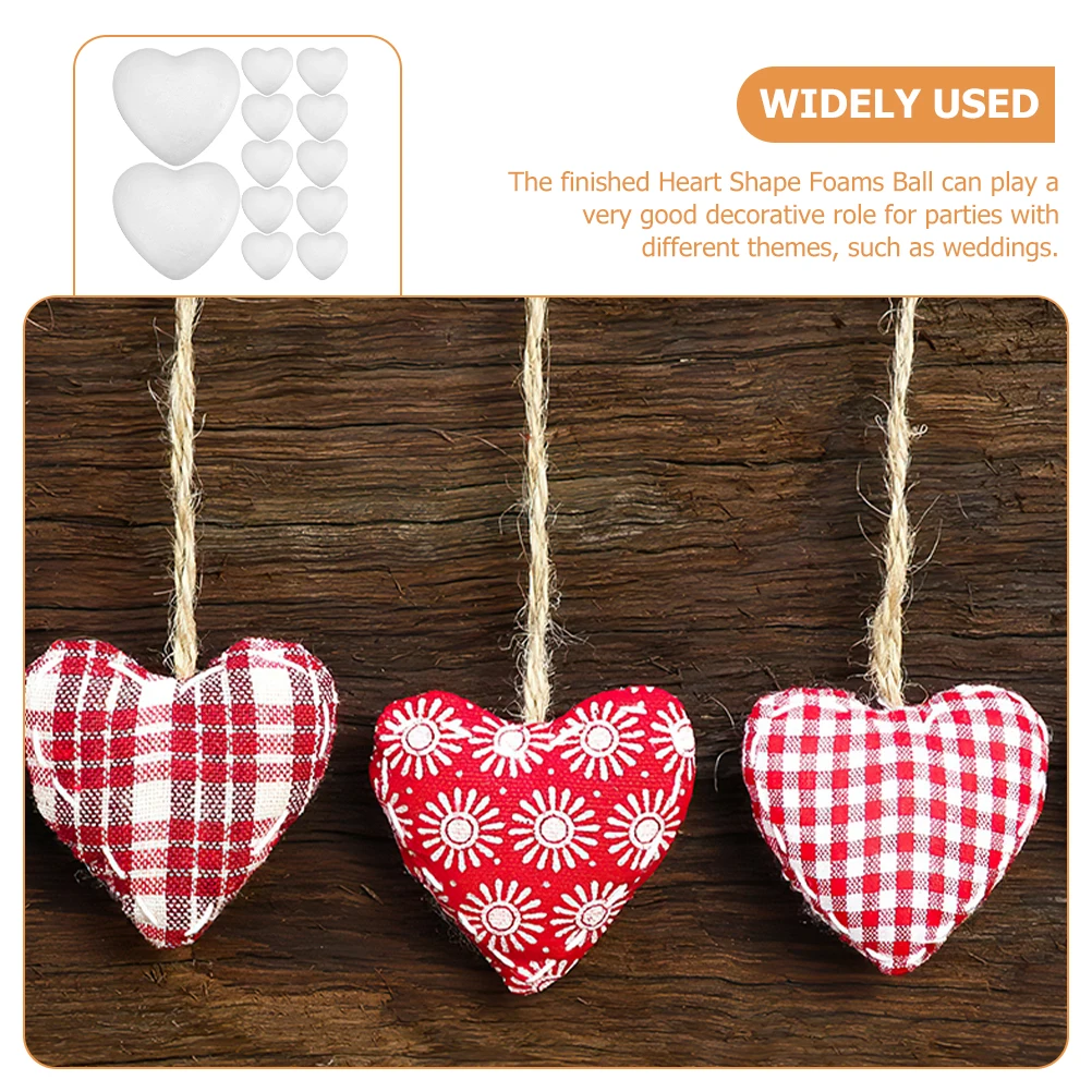 

12pcs Heart Shape Foams Balls Wedding Diy Craft Foam Ball Decorations Valentine Party Supplies Foam Heart White Blanks For Kids