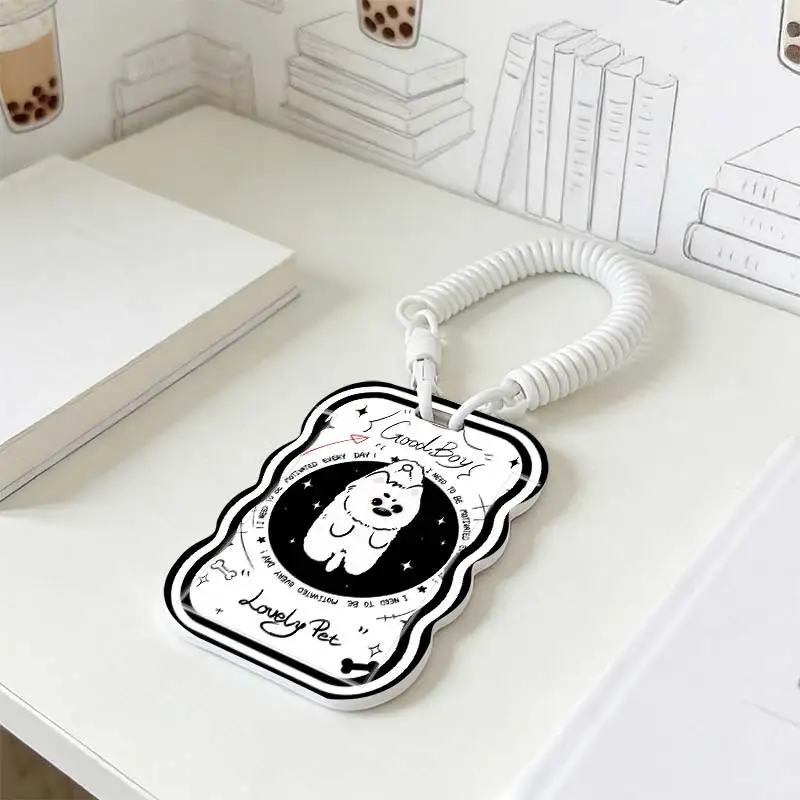 Card Protective Case for Stretchable Spring Cord Student Bus/Meal Card Protection Case Photo Protector Kpop Photocard Holder