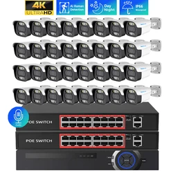 TOPROHOMIE H.265 32CH 4K POE NVR Kit 8MP CCTV sicurezza telecamera esterna per interni Audio visione notturna telecamera IP set di videosorveglianza