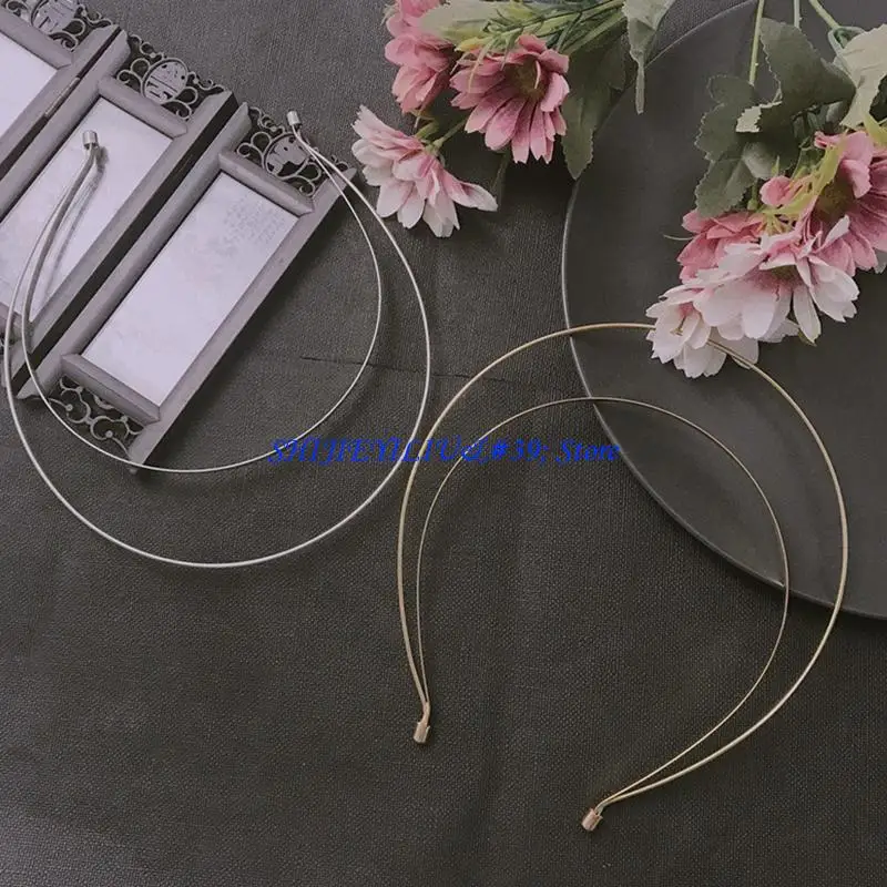 

E21F Metal Hairband Base Diy Headband Silver Gold Color for Jewelry Girls Headwear
