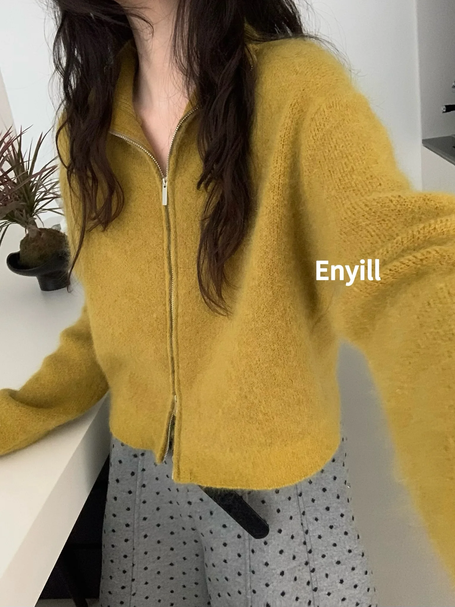 

Lilian Cozy Thiened High Collar Soft Knitted Sweater Jaet Women's Loose Fit Warmth Outerwear Daily Long Sve Zipper