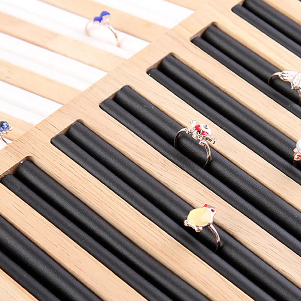 

Bamboo Wood Ring Display Tray Elegant Rectangular Ring Display Tray for Jewelry Protection Organization Modern Home Store Use